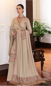 Dhanak 3PC Embroidered With dhanak Embroidered shwall V242