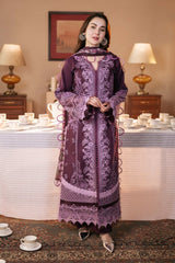 JADE-3PC DHANAK SEQUENCE EMBROIDERED SHIRT WITH COUTRAI PRINTED SHAWL & DHANAK TOUSER-BIC- 671