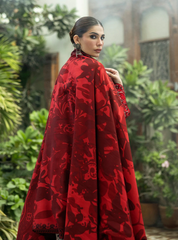 3 Pcs Digital Printed Lawn Shirt Trouser and Dupatta with Embroidered Patches V437