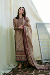 FLORENT-3PC DHANAK EMBROIDERED UNSTICHED SUIT V258