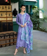 Dhanak-3PC Embroidered Shirt with Digital Printed Wool Shawl V86