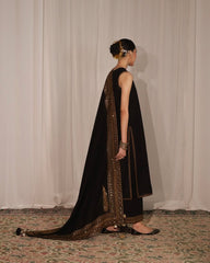 Black Mystique Dhanak  Unstitched  | 3pcSuit V239