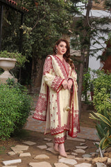 ANEELAS-3PC DHANAK EMBROIDERED SHIRT WITH DHANAK EMBROIDERED SHAWL & TROUSER V672