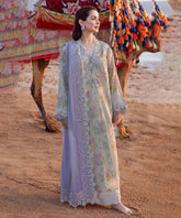3PC-Printed Lawn Shirt With Voile Printed Dupatta V1544