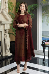 ASIM JOFA - 3PC LAWN EMBROIDERED SHIRT WITH CHIFFON EMBROIDERED DUPATTA AND TROUSER Aj2556