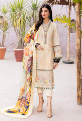 3 Piece Digital Printed and Embroidered Lawn Shirt with Chiffon dupatta V313