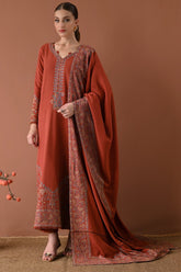 BATIK-3PC DHANAK EMBROIDERED SHIRT WITH DHANAK EMBROIDERED SHAWL AND TROUSER V679