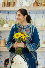 3 Piece Embroidered dhanak Shirt and Trouser with Printed Poly Lawn Dupatta ZS50-3