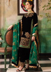 3 Piece Embroidered Velevt Shirt and Trouser with Embroidered Organza Dupatta JZ 953