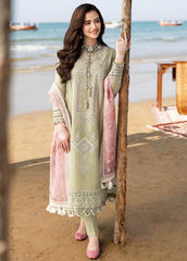 3 Piece Embroidered Lawn Shirt with Printed Organza Dupatta V10