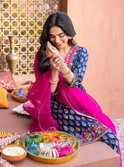 3 Pcs Digital Printed Lawn Shirt Trouser and Dupatta with Embroidered Patches V505