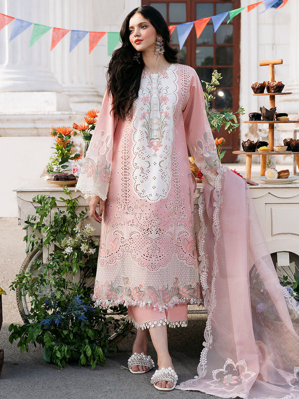 BIN ILYAS PINK 3 PIECE EMBROIDERED LAWN V101