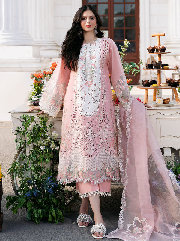 BIN ILYAS PINK 3 PIECE EMBROIDERED LAWN V101