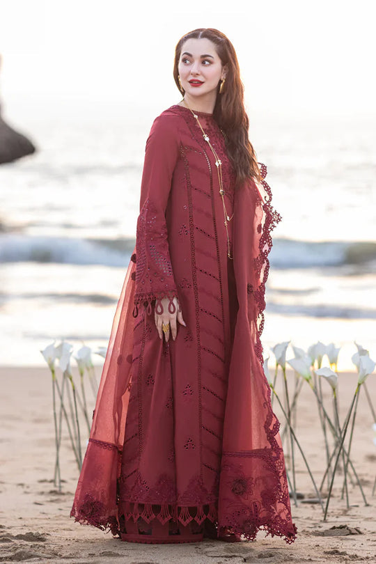 QALAMKAR Chikenkari Lawn 3PC Embroidered With Organza Embroidered Dupatta V410