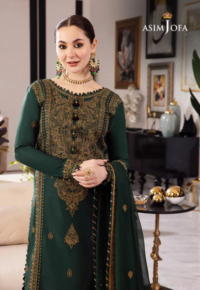ASIM JOFA Lawn 3PC Embroidered With Chiffon Embroidered Dupatta V1034