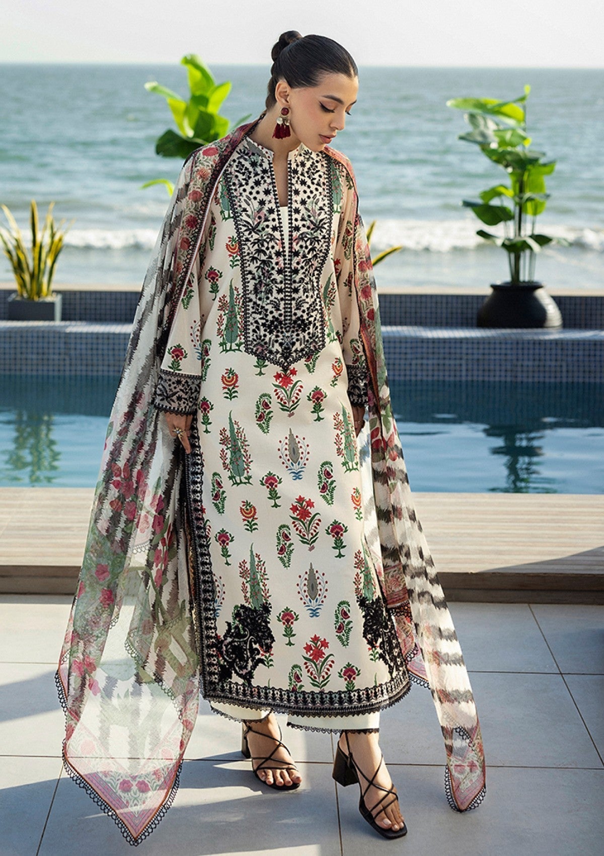 EMBROIDERED PRINTED UNSTITCHED LILEN V203