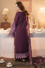 JADE-3PC DHANAK SEQUENCE EMBROIDERED SHIRT WITH COUTRAI PRINTED SHAWL & DHANAK TOUSER-BIC- 671
