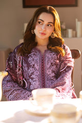 JADE-3PC DHANAK SEQUENCE EMBROIDERED SHIRT WITH COUTRAI PRINTED SHAWL & DHANAK TOUSER-BIC- 671
