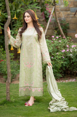 Dhanak-3PC Embroidered Shirt with Organza Embroidered Dupatta- 112