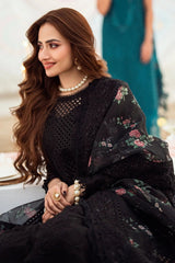 NUREH - 3PC LAWN EMBROIDERED SHIRT WITH COTTON NET PRINTED EMBROIDERED DUPATTA AND TROUSER V520