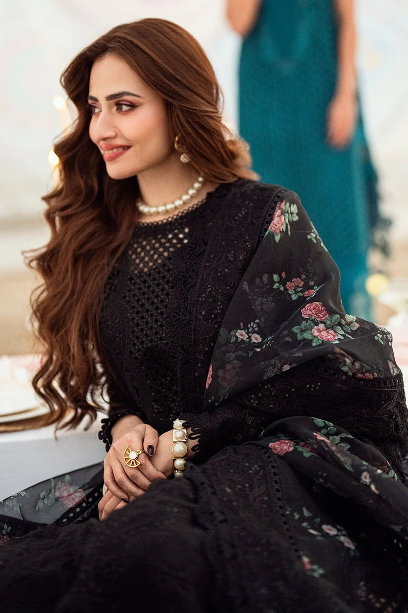 NUREH - 3PC LAWN EMBROIDERED SHIRT WITH COTTON NET PRINTED EMBROIDERED DUPATTA AND TROUSER V520