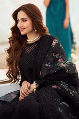 NUREH - 3PC LAWN EMBROIDERED SHIRT WITH COTTON NET PRINTED EMBROIDERED DUPATTA AND TROUSER V520