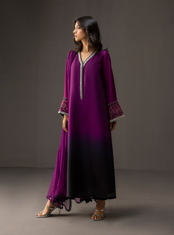 Zainab Chottani - 3 Piece Unstitched Embroidered and Printed SIlk Suit V226