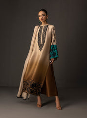 Zainab Chottani - 3 Piece Unstitched Embroidered and Printed SIlk Suit V229