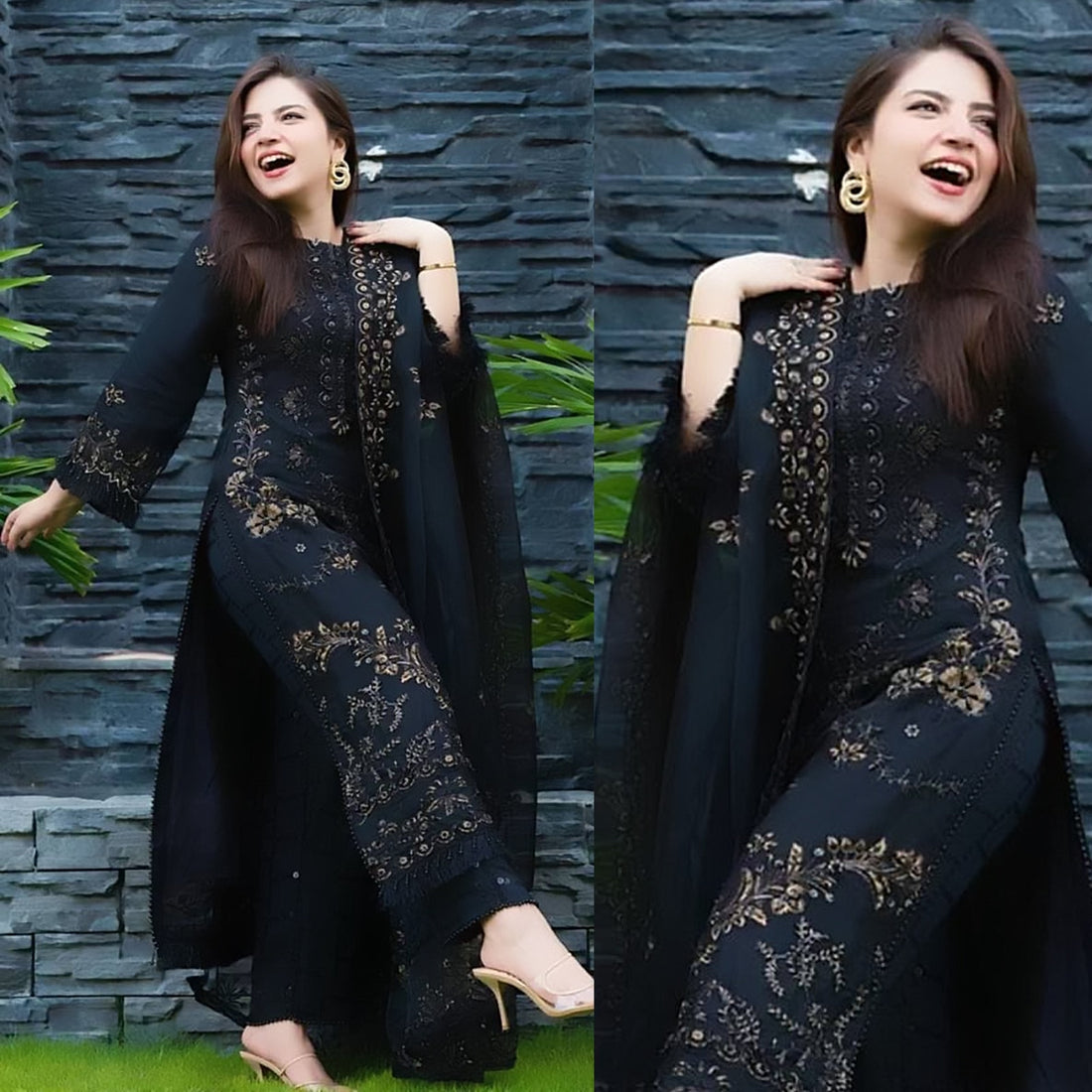 3 Piece Embroidered Lawn Shirt with Embroidered Organza Duppata V1020