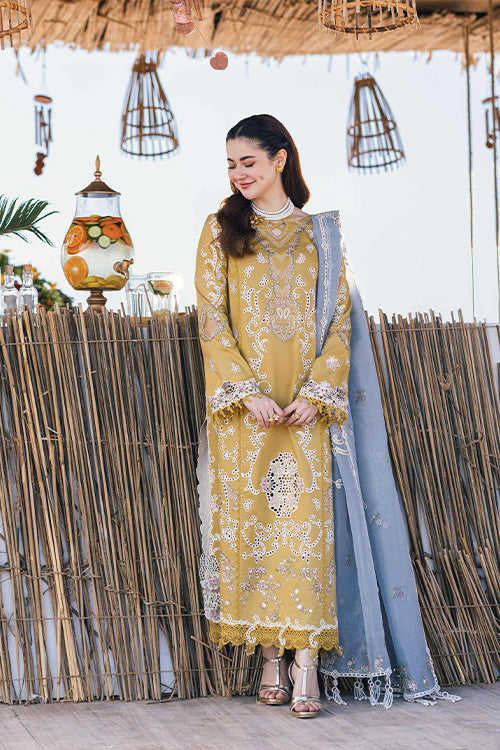Lawn-3PC Embroidered Shirt with Organza Embroidered Dupatta V1356