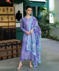 3 Piece Embroidered Lawn Shirt with Printed Cotton Net Dupatta V86