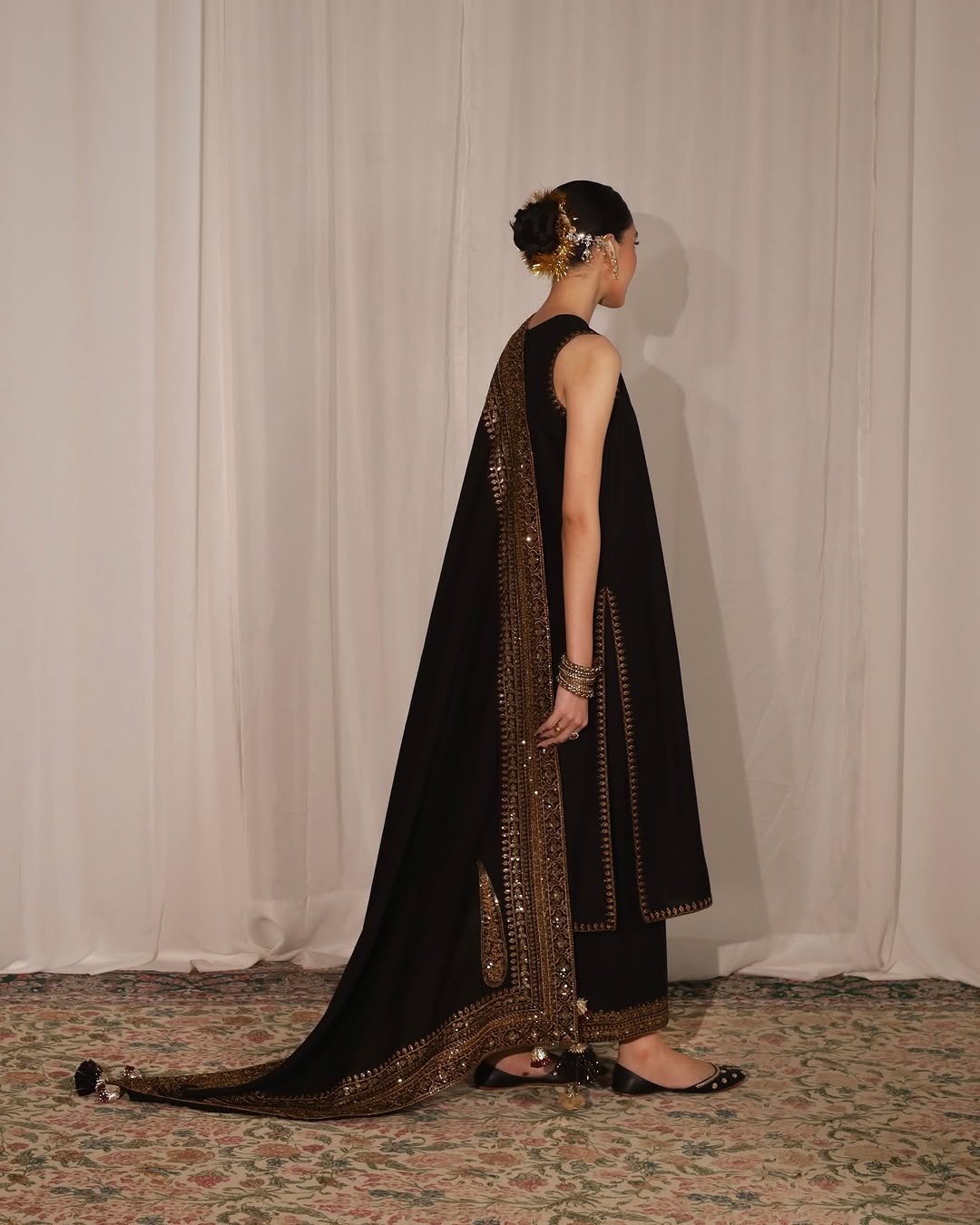 Black Mystique Dhanak  Unstitched  | 3pcSuit V239