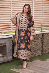 Aneelas Luxury Silk 3 Piece Unstitched Black V263