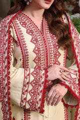 ASIM JOFA-3PC DHANAK EMBROIDERED SHIRT WITH DHANAK EMBROIDERED SHAWL & TROUSER- 672