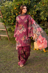 EMBROIDERED PRINTED UNSTITCHED LILEN V206