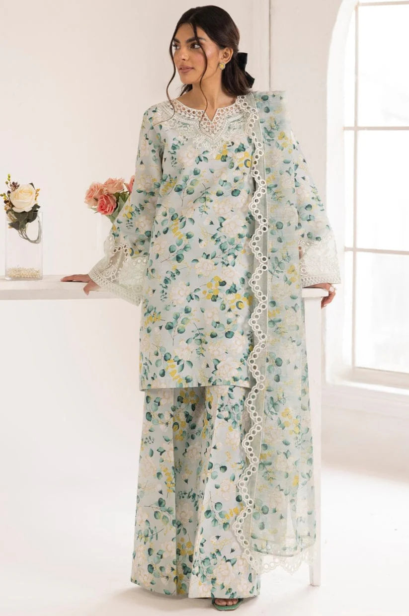 EMBROIDERED PRINTED UNSTITCHED LILEN V207