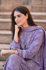3 Pcs Embroidered Lawn Shirt with Embroidered Chifoon Dupatta V2575