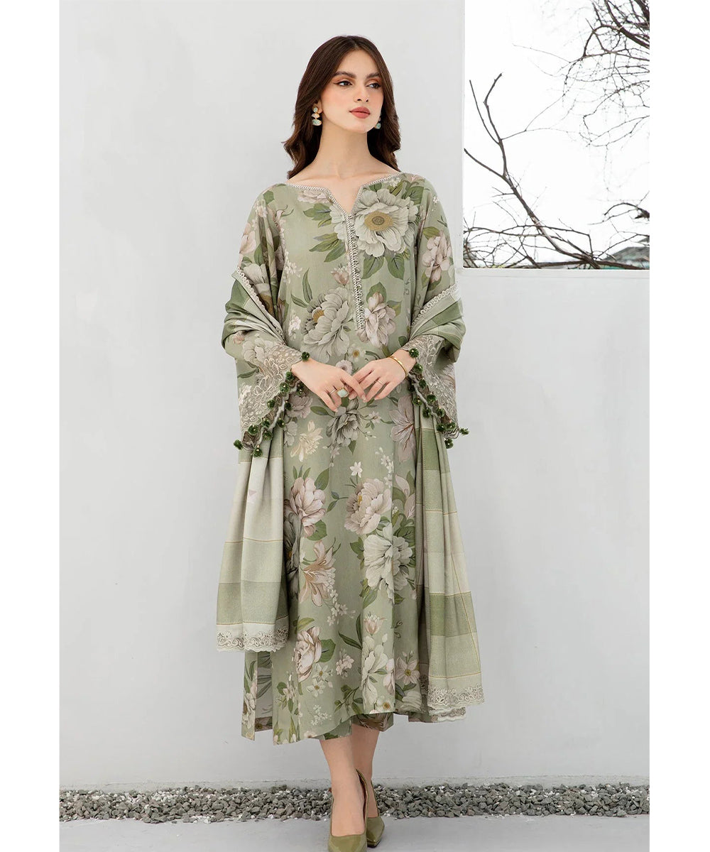 BAROQUE 3PC KARANDI PRINTED SHIRT WITH KARANDI PRINTED DUAPTTA AND TROUSER V261