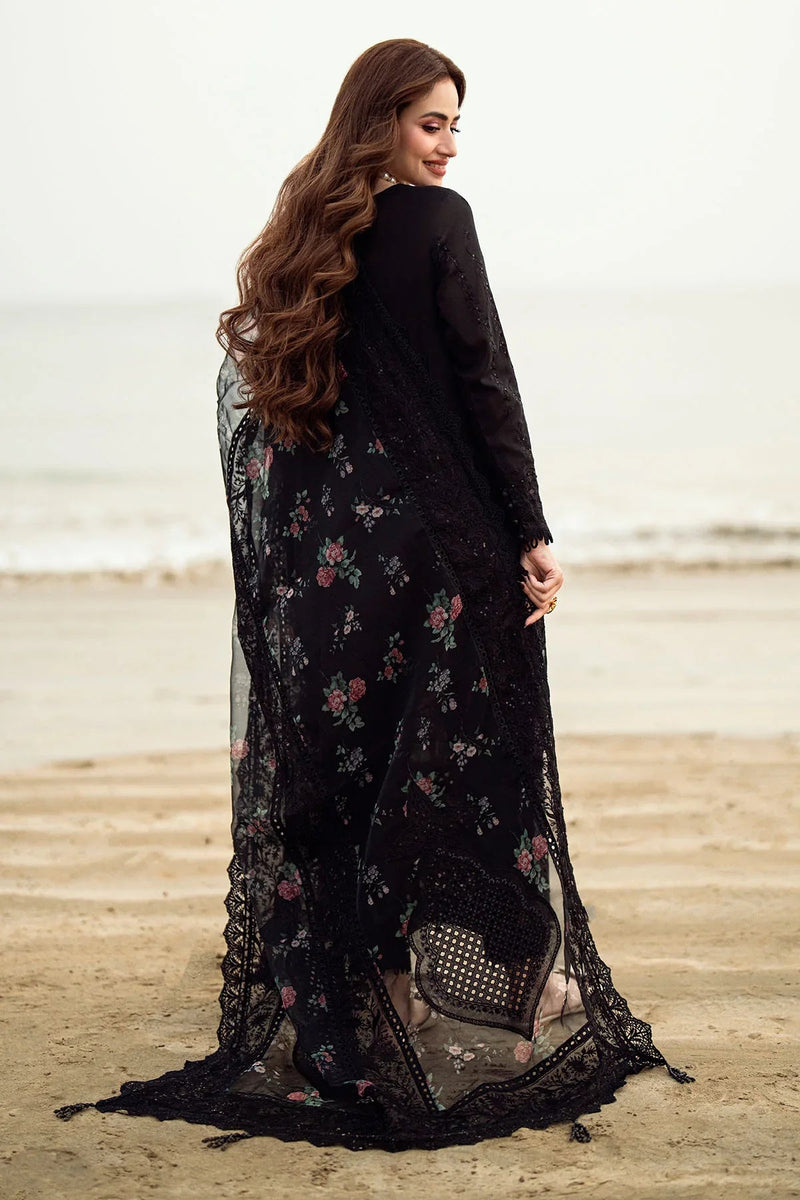 NUREH - 3PC LAWN EMBROIDERED SHIRT WITH COTTON NET PRINTED EMBROIDERED DUPATTA AND TROUSER V520