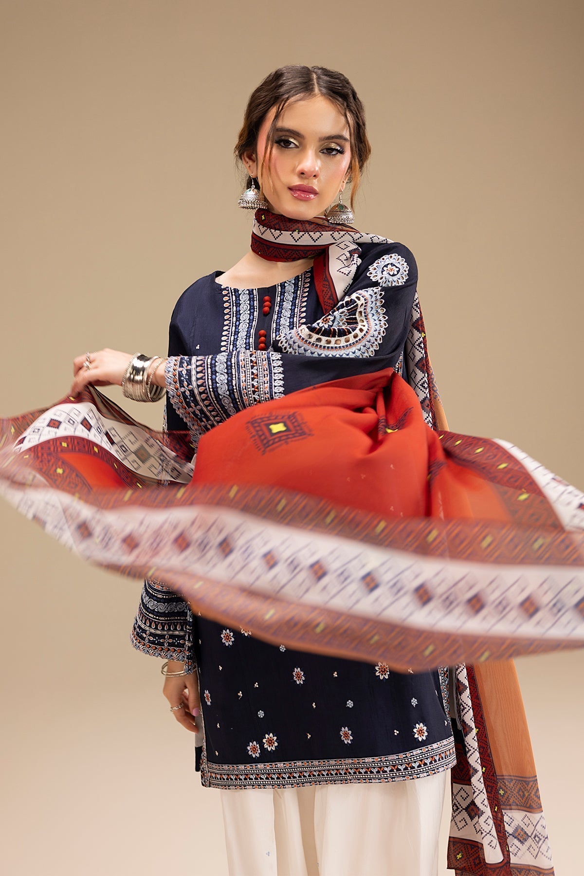 JAZMIN - UNSTITCHED 3PC DHANAK EMBROIDERED SUIT V241