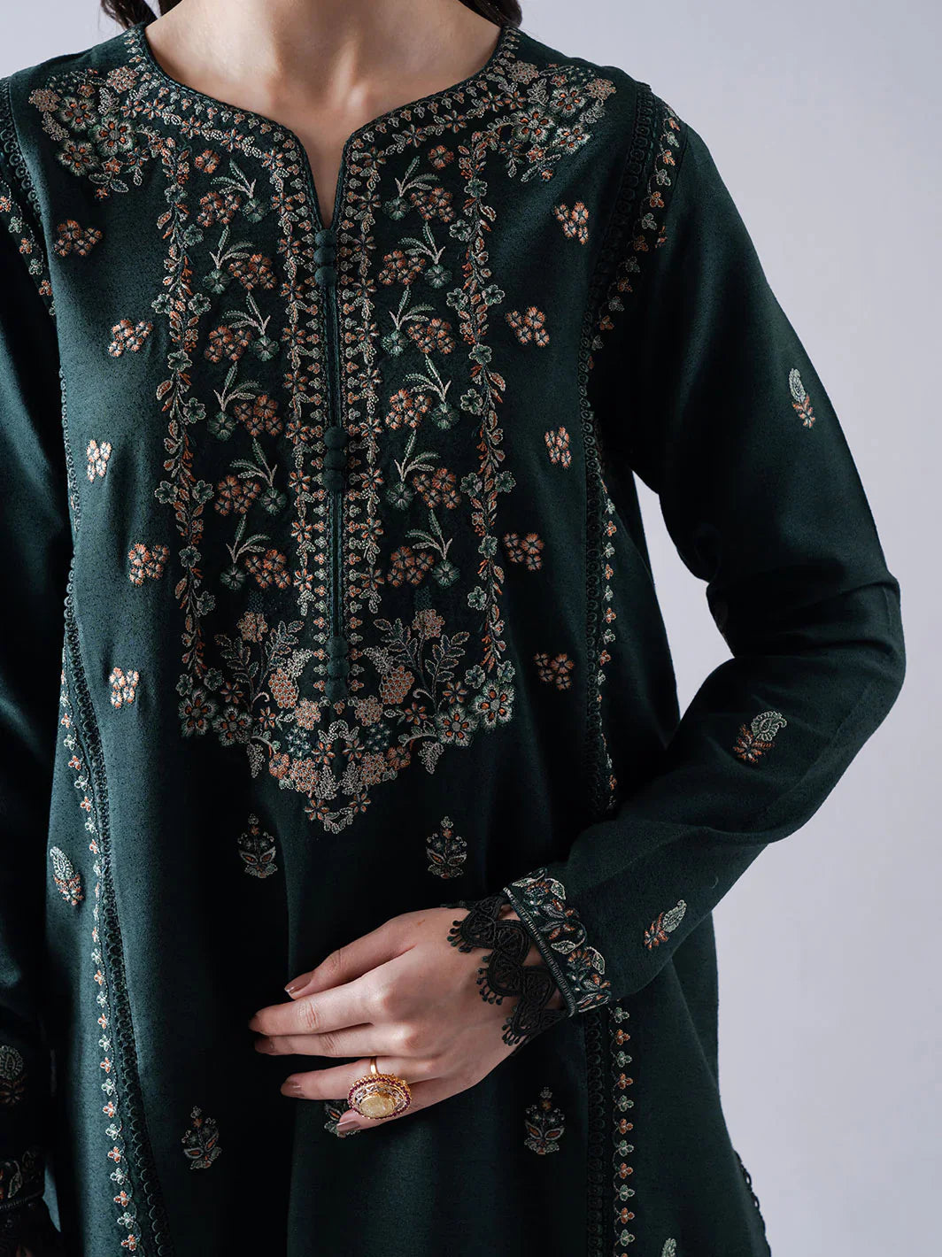 ASIM JOFA-3PC DHANAK EMBROIDERED SHIRT WITH DHANAK EMBROIDERED SHAWL & TROUSER-BIC- 670