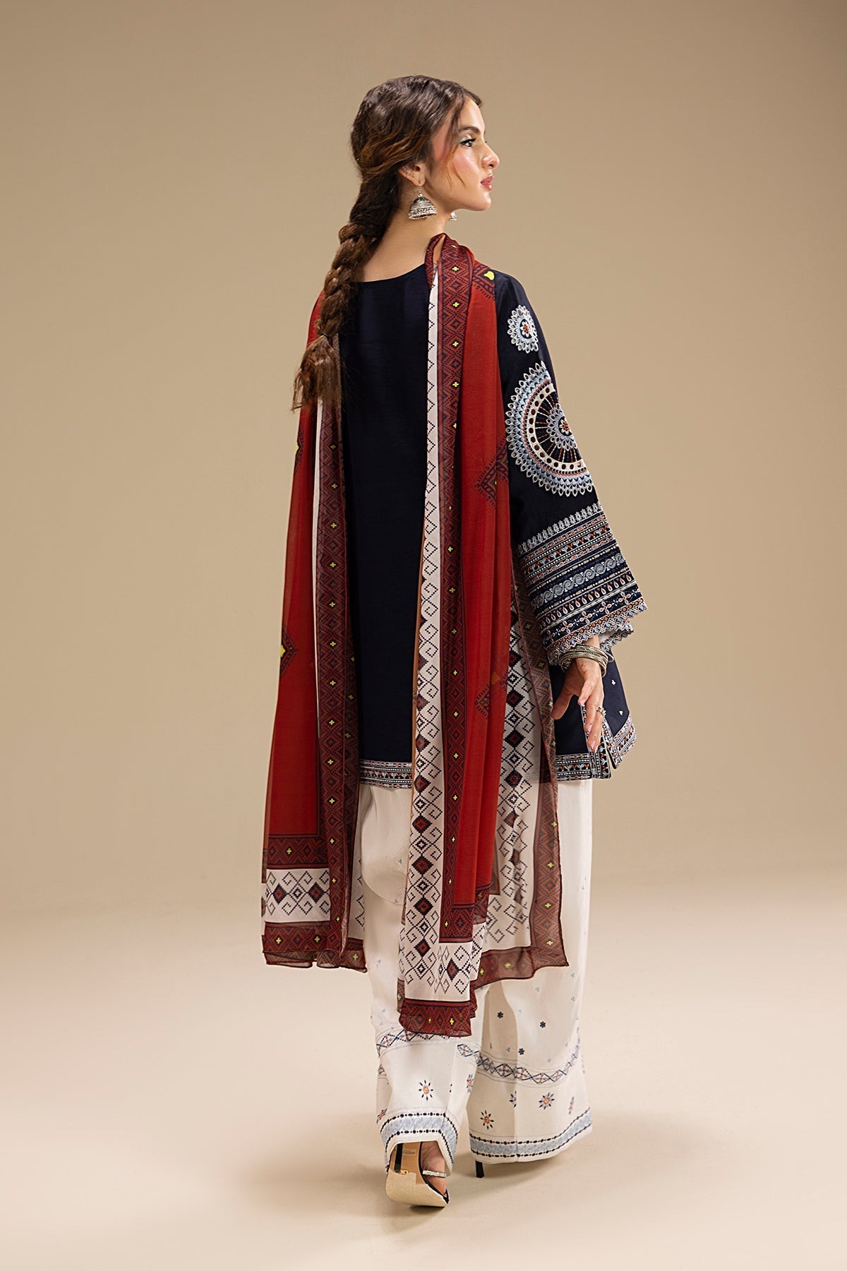 JAZMIN - UNSTITCHED 3PC DHANAK EMBROIDERED SUIT V241