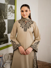 GARNET- 3PC DHANAK EMBROIDERED UNSTITCHED DRESS V221