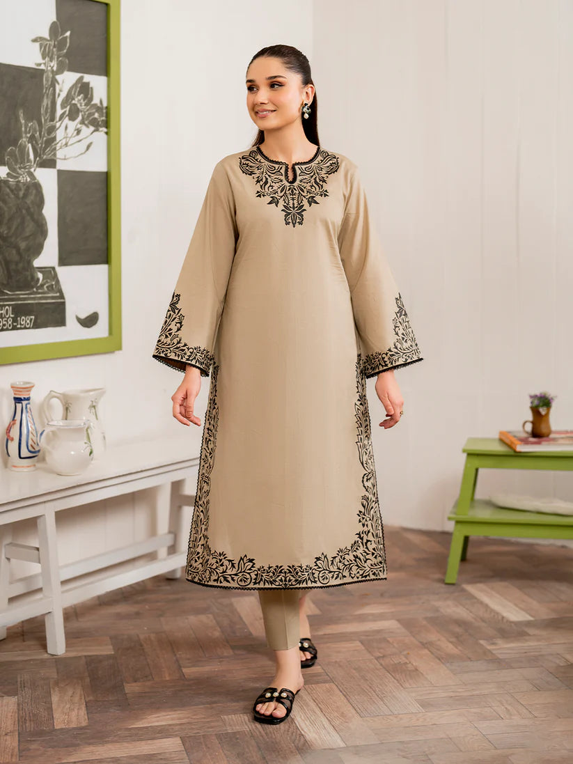 GARNET- 3PC DHANAK EMBROIDERED UNSTITCHED DRESS V221