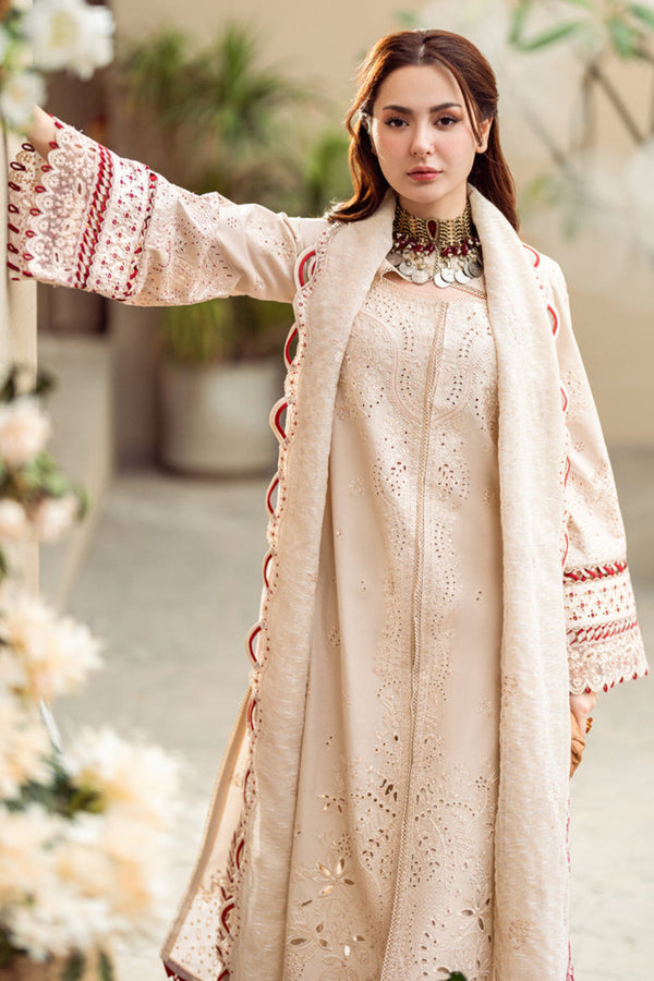 QALAMKAR - 3PC LAWN EMBROIDERED SHIRT WITH MANAAR EMBROIDERED DUPATTA AND TROUSER V518