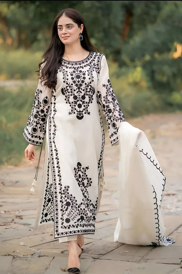 Jazmin Lawn 3PC Embroidered With Lawn Embroidered Dupatta V1031