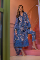 3 Piece Printed Lawn Shirt with Printed Silk dupatta V13
