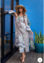 3 Piece Printed Lawn Shirt with Printed Silk dupatta V17