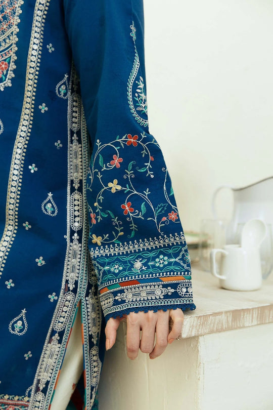 3 Piece Embroidered Lawn Shirt and Trouser with Printed Poly Lawn Dupatta ZS50