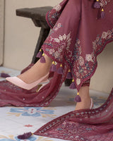 Lawn-3PC Embroidered Shirt with Chiffon Embroidered Dupatta V1321
